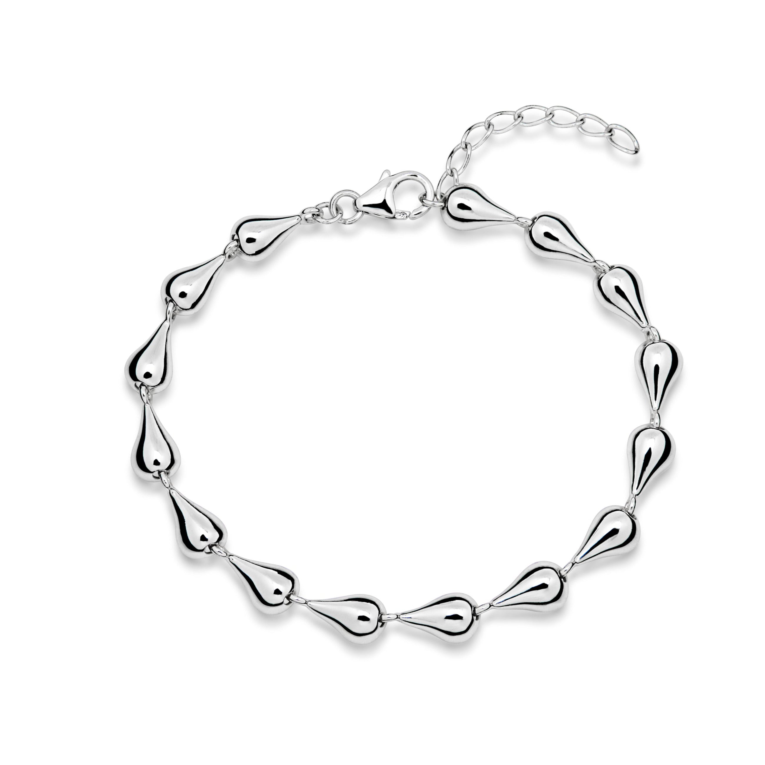 Humpback link bracelet with white gold plated central plaque in 925 silver